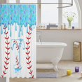 thumbnail image 3 of Manfei Ice Cream Drip Baseball Shower Curtain 72Wx78L, Cute Monogrammed TBath Curtain, Light Blue T, 3 of 5
