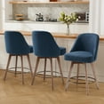 thumbnail image 2 of ANMINY 26" Counter Height Swivel Bar Stools Set of 1, Upholstered Linen Fabric Modern Chairs w/ Large Seat Mid-Back Wood Legs Island Stools Home Kitchen Pub Barstools, Sand Brown, 2 of 12