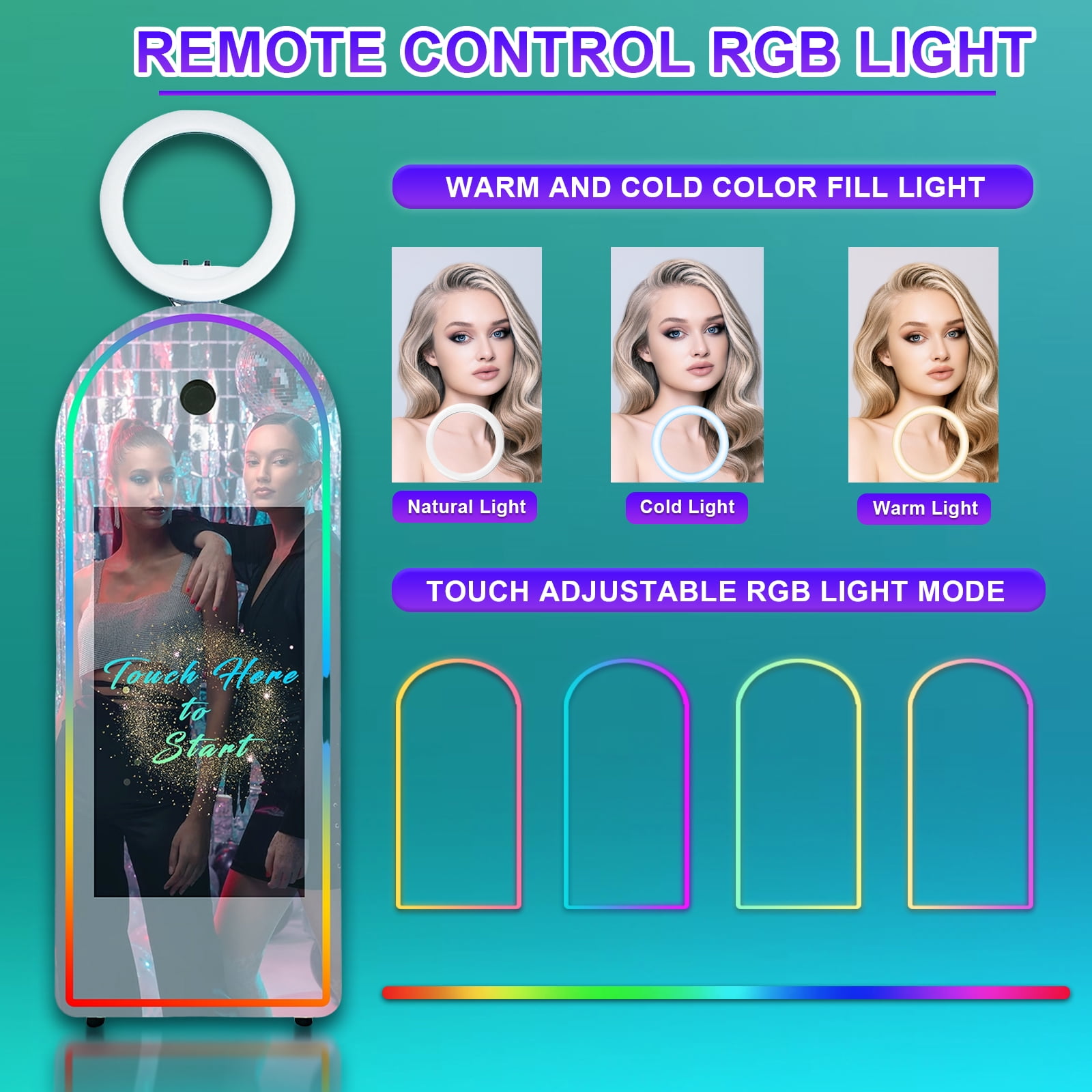 PAAFNN Mirror Photobooth Selfie 32''Touch Screen 65''Photobooth Machine for Wedding Party Events