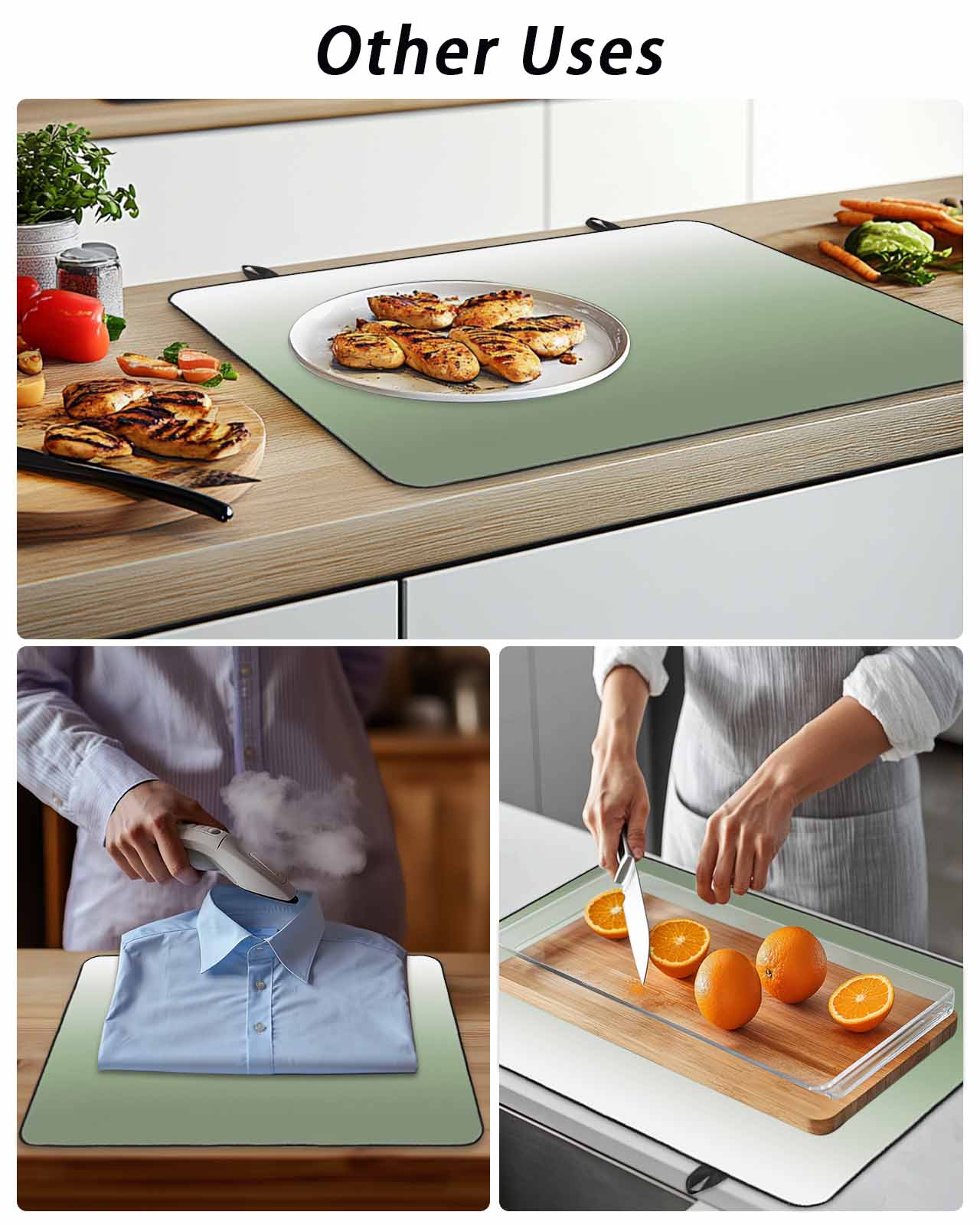 Sage Green Stove Top Covers for Electric Stove, 28'x20'' Green Gradient Ombre Color Glass Ceramic Stove Cover Foldable Rubber Mat Heat Resistant Cooktop Protector for Kitchen