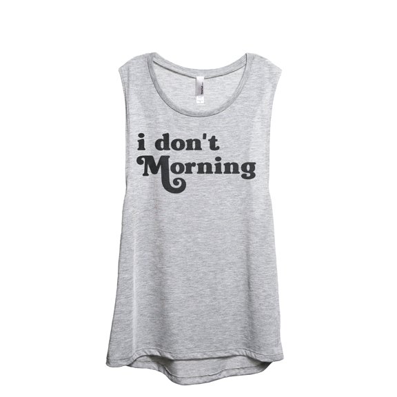 I Don't Morning Women's Fashion Sleeveless Muscle Workout Yoga Tank Top Sport Grey Medium