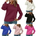 thumbnail image 4 of XFLWAM Women's Long Sleeve Sweatshirts Twist Texture Crewneck Pullover Tops Fall Casual Solid Color Going Out Clothes, 4 of 4
