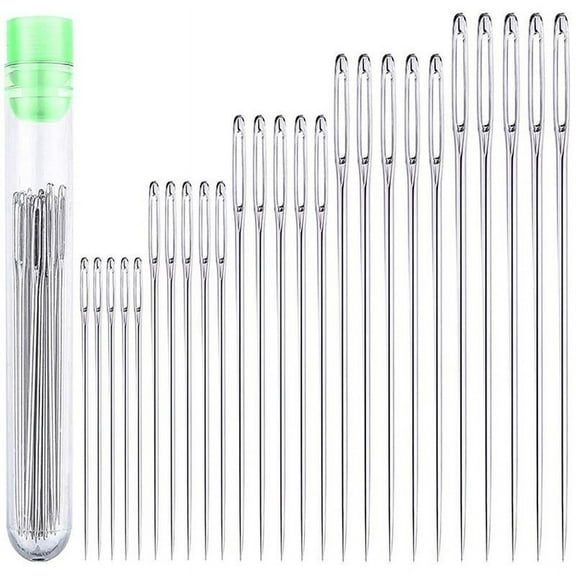 Hand Sewing Needles 25pcs Stainless Steel Assorted Sizes Big Eye Household L0U3
