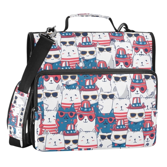 ALAZA Zipper Binder Cool Doodle Cats 3 Ring Trapper Keeper File Folder Organizer Bag