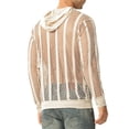 thumbnail image 4 of Seyurigaoka Men's Sexy Fishnet Shirt Hoodie Long Sleeve See Through Drawstring Pullover Tops Mesh Sheer Workout Muscle Clubwear, 4 of 6