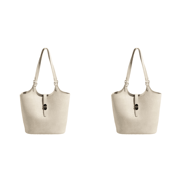 Bolso Mano para Mujer Hombro Casual Retro Cuero PU El (Beige)