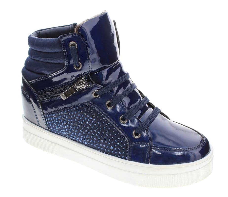 high top faux leather sneakers
