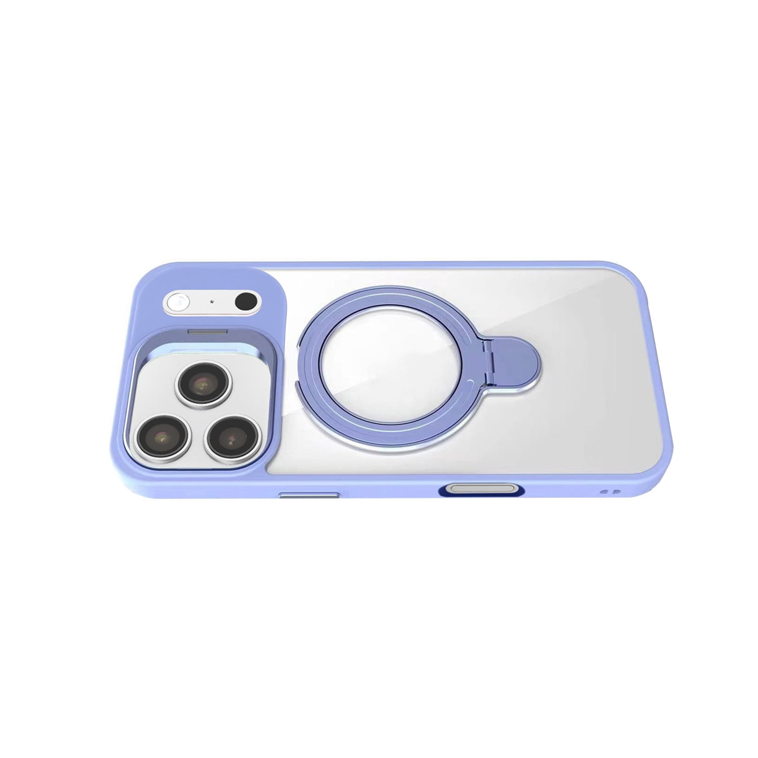 Dual Kickstand Magnetic Clear Case with Lens Protection for iPhone 17 Pro Max - Light Purple