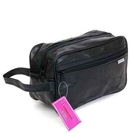 New Leather Toiletry Bag Shaving Kit Travel Case Tote Make Up Zippered Vanity - www.bagssaleusa.com
