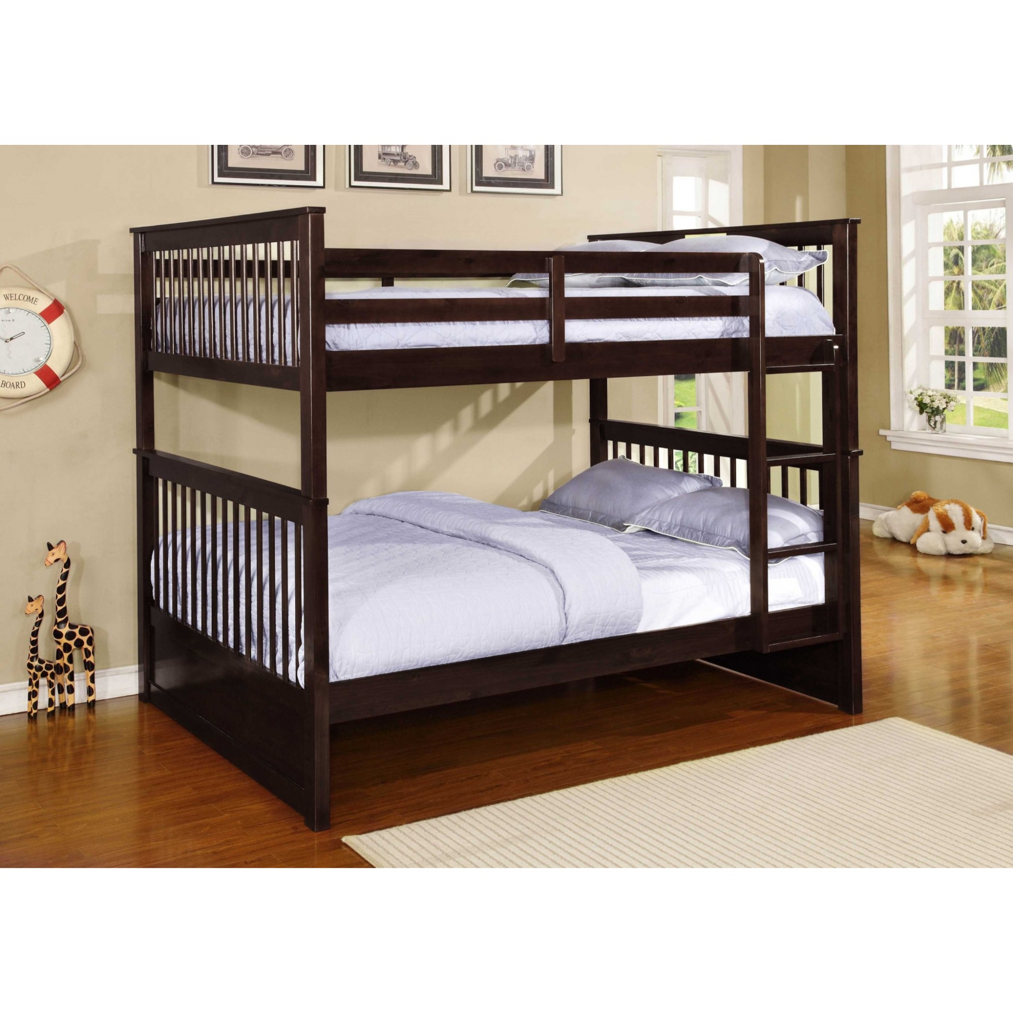 Classic Brown Finish Full over Full Bunk Bed