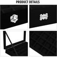 thumbnail image 4 of Velvet Jewelry Tray 48 Compartments Jewelry Display Organizer with Transparent Cover Rings, Earrings, Necklaces, Pendants Storage Box for Girls, Wives, Mothers, Women Black 48 Grid Black 48 Grid, 4 of 5