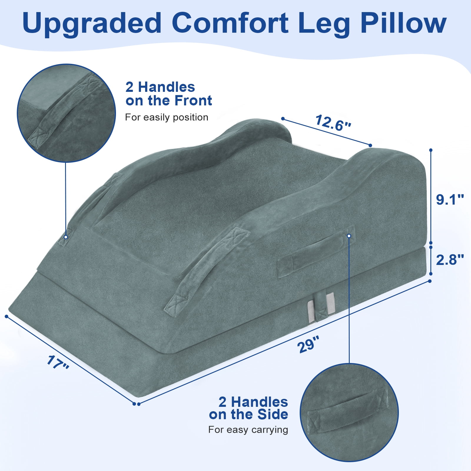 KingPavonini Adjustable Leg Elevation Pillows for After Surgery with Ergonomic Curve, Cooling Memory Foam Leg Pillow for Knee Surgery Recovery, Wedge Pillow for Legs(Double Leg)