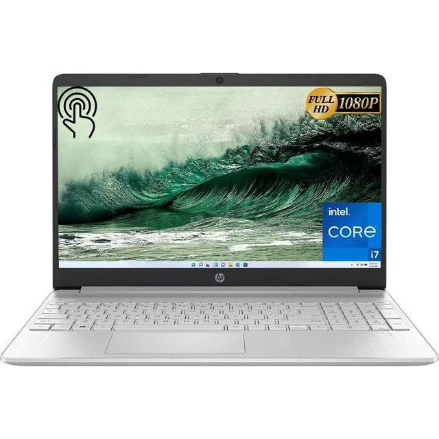 Ordinateur Portable HP 15, Ordinateur Portable à Écran Tactile HD Complet de 15.6 ", Processeur Intel Core i7 1255U, RAM 64 Go, SSD 2TB, Graphiques Intel Iris Xe, Bluetooth, Wi-Fi, Windows 11 Home en Mode S, Argent