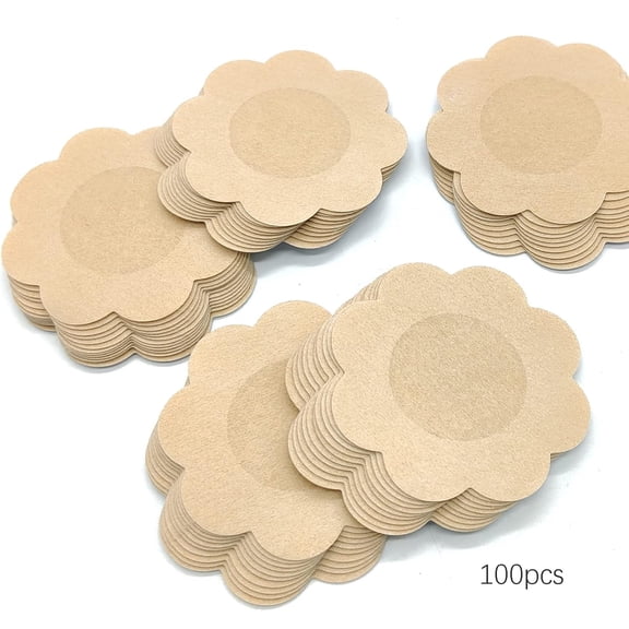 OQRKI 50 Pairs(100 Pieces)Nipple Pasties Disposable Nipple Covers for Women,Latex Free Satin Breast Petals