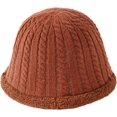 thumbnail image 6 of CoCopeaunts Thick Knitting Bucket Hat Hemp Flower Twist Reversible Fisherman Hat Autumn Winter Bowler Hat with Lambs Wool Brim, 6 of 8