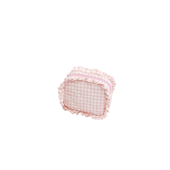 Travel Makeup Bag Organizer Set Quilted Cosmetic Pouch for Women and Girls Portable Storage for Beauty Stylish Ruffle Design