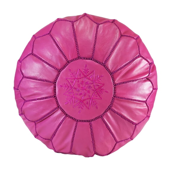 Stuffed Handmade Moroccan Genuine Leather Ottoman