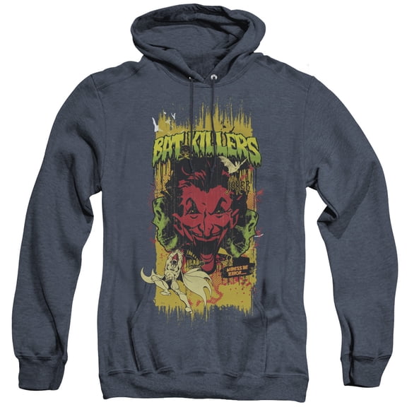 Batman Bat Killers 2 Adult Heather Hoodie Sweatshirt Navy