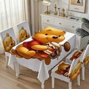 Winnie the Pooh Square tablecloth and chair quality fabric, simple design, fits well, easy to clean, versatile.59.8"×86.6"（152x220cm）