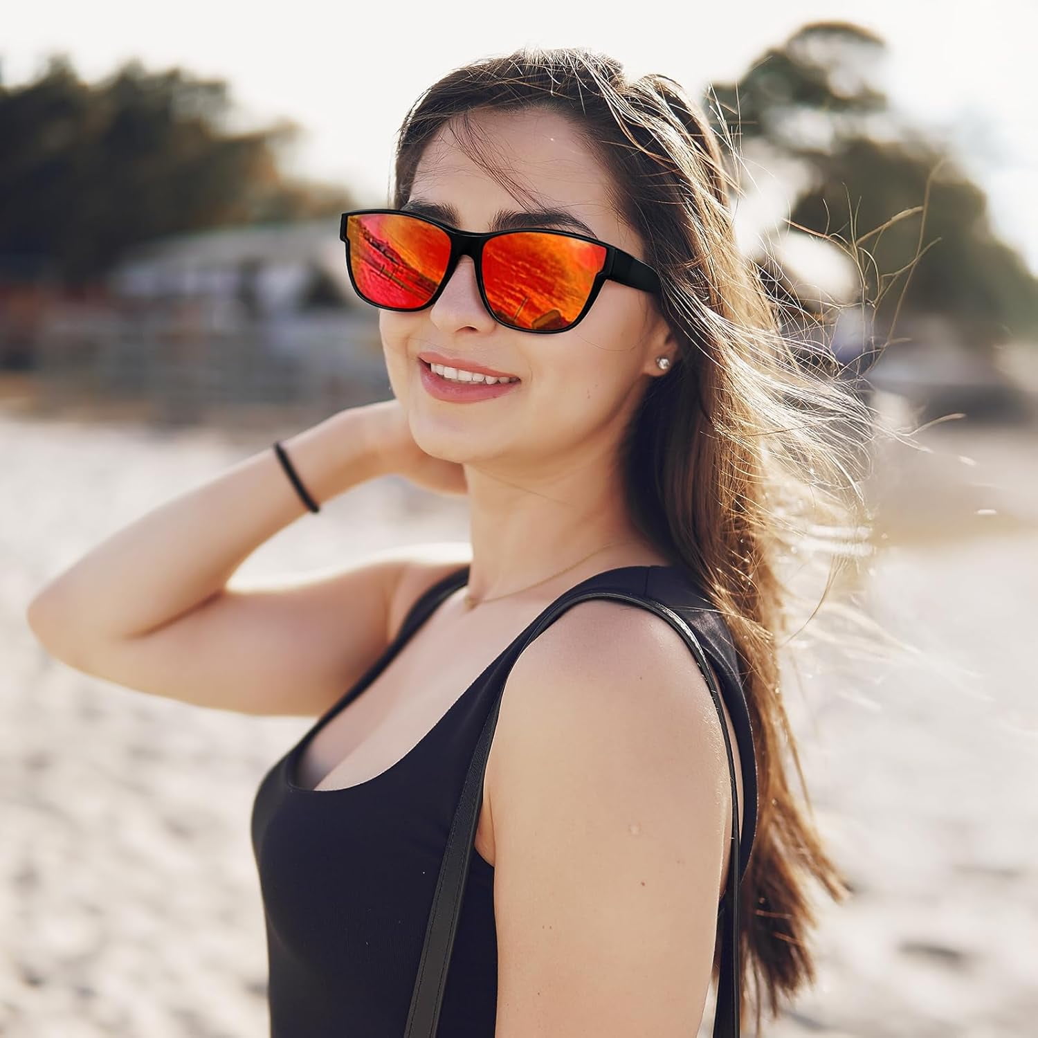 FEISEDY Polarized Sunglasses Fit Over Glasses Women, Fit over Glasses Sunglasses for Driving UV400 Protection B0250