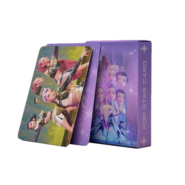 55Pack Kpop Demon Hunters Photo Cards,Huntrix Holographics Cartoon Flash Cards for Kpop Demon Hunters Fans Gifts,Kpop Demon Hunters Peripheral Collectible Photocard