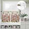 thumbnail image 5 of Kitchen Window Curtains Valance and Tier Set, Garden Watercolor Floral Butterfly Rod Pocket Tier Curtain Valance Set, Spring Plants on Burlap Light Filtering Cafe Curtains for Bedroom Living Room, 5 of 9
