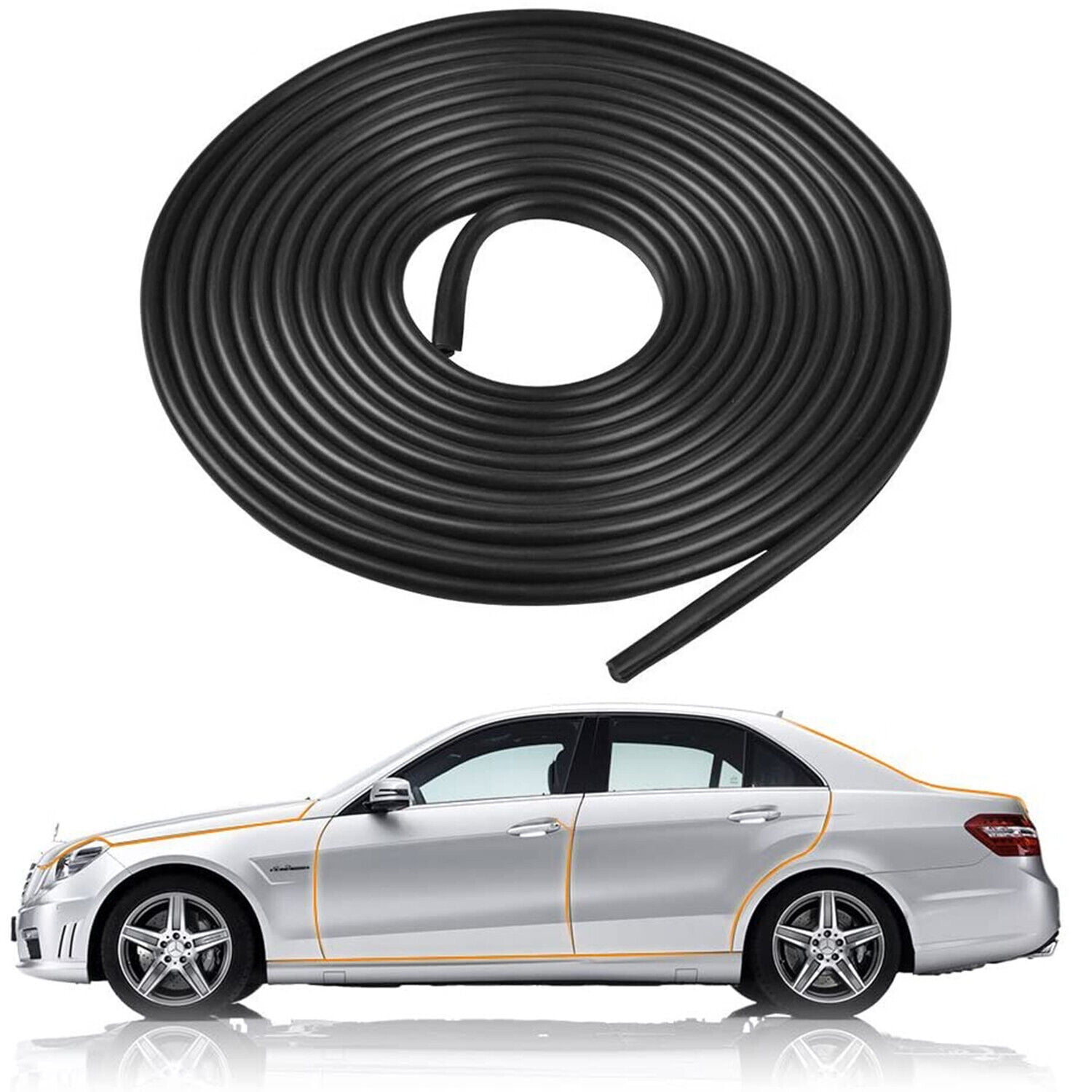 Liwarace 5M Black Car Door Edge Trim Lock Guard Moulding Rubber Strip Scratch Protector