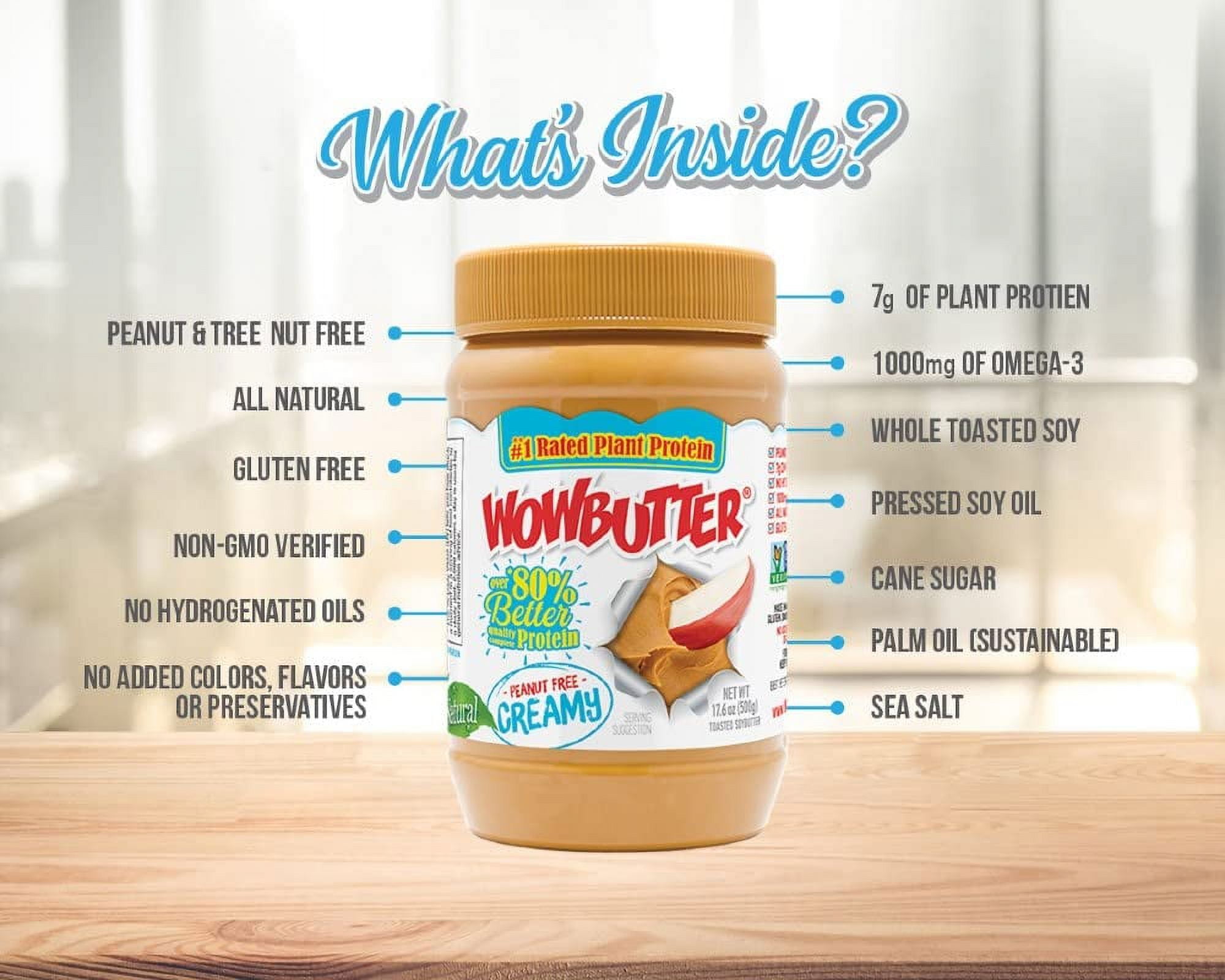 Wowbutter Peanut Free Creamy Toasted Soybutter 17.6 oz Jar