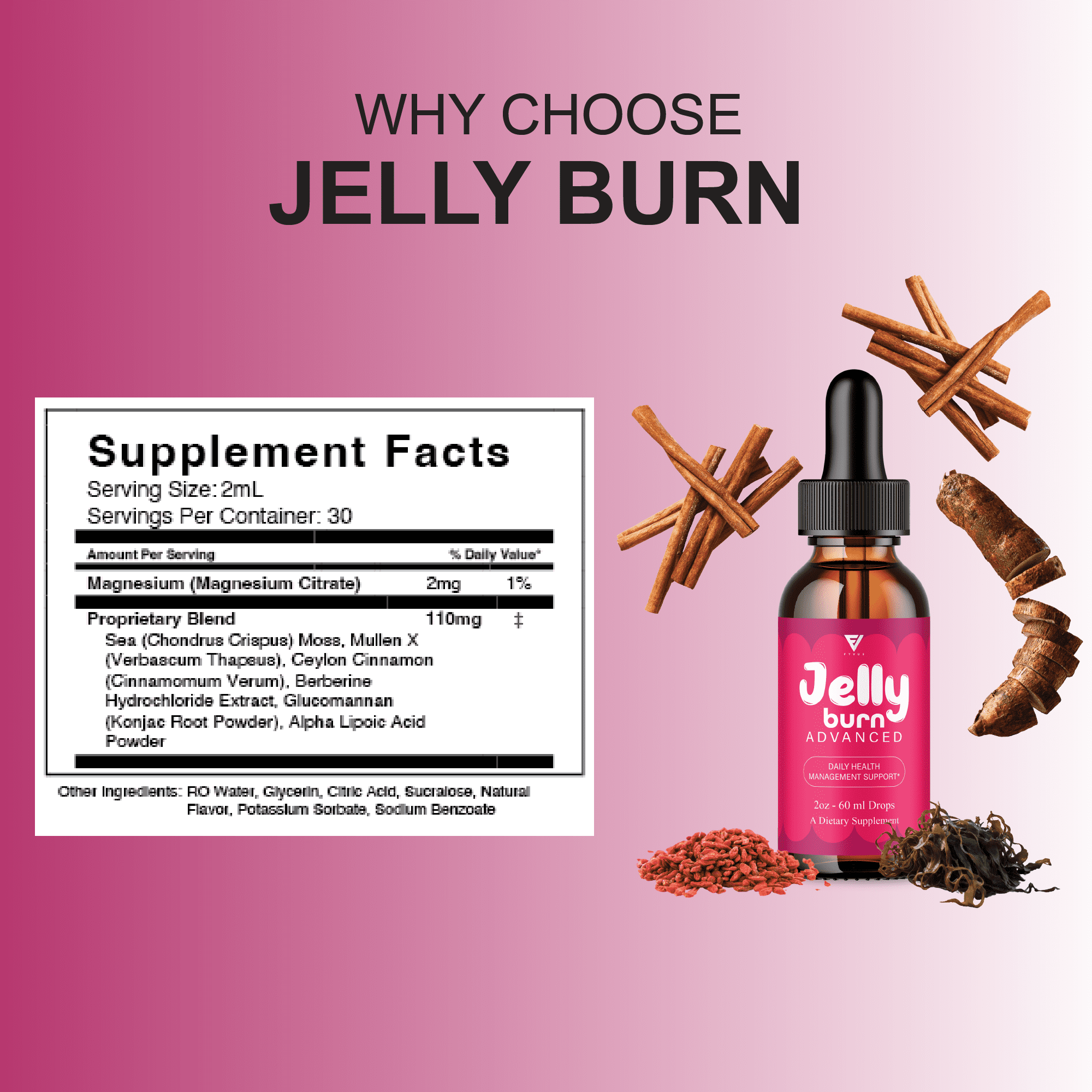 (5 Pack) Jelly Burn Health Management Drops, JellyBurn Liquid Supplement (10oz)