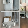 thumbnail image 2 of OULII Grey Foldable Bed Sheet Organizer Box with Zipper and Window for Home Blanket and Linen Storage, 2 of 5