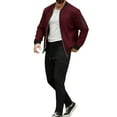 thumbnail image 2 of Yusimy Men's Solid Color 2-Piece Stand-Up Collar Outdoor Set Long Sleeve Breathable Elastic Waist Drawstring Pocket Regular Fit, 2 of 6