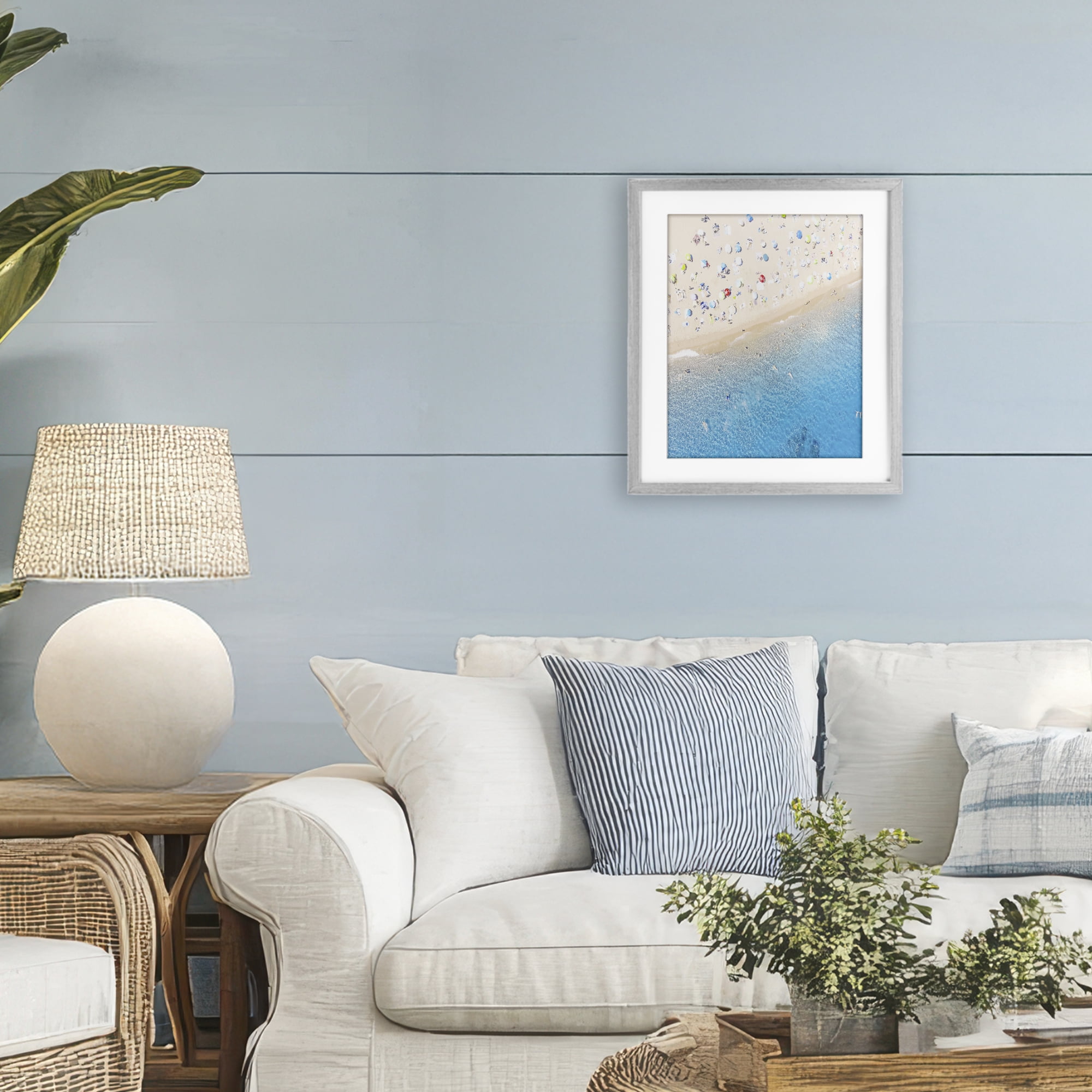 Stupell Industries Happy Beach in Summer Gray Framed Print Under Glass, design by Leah Straatsma