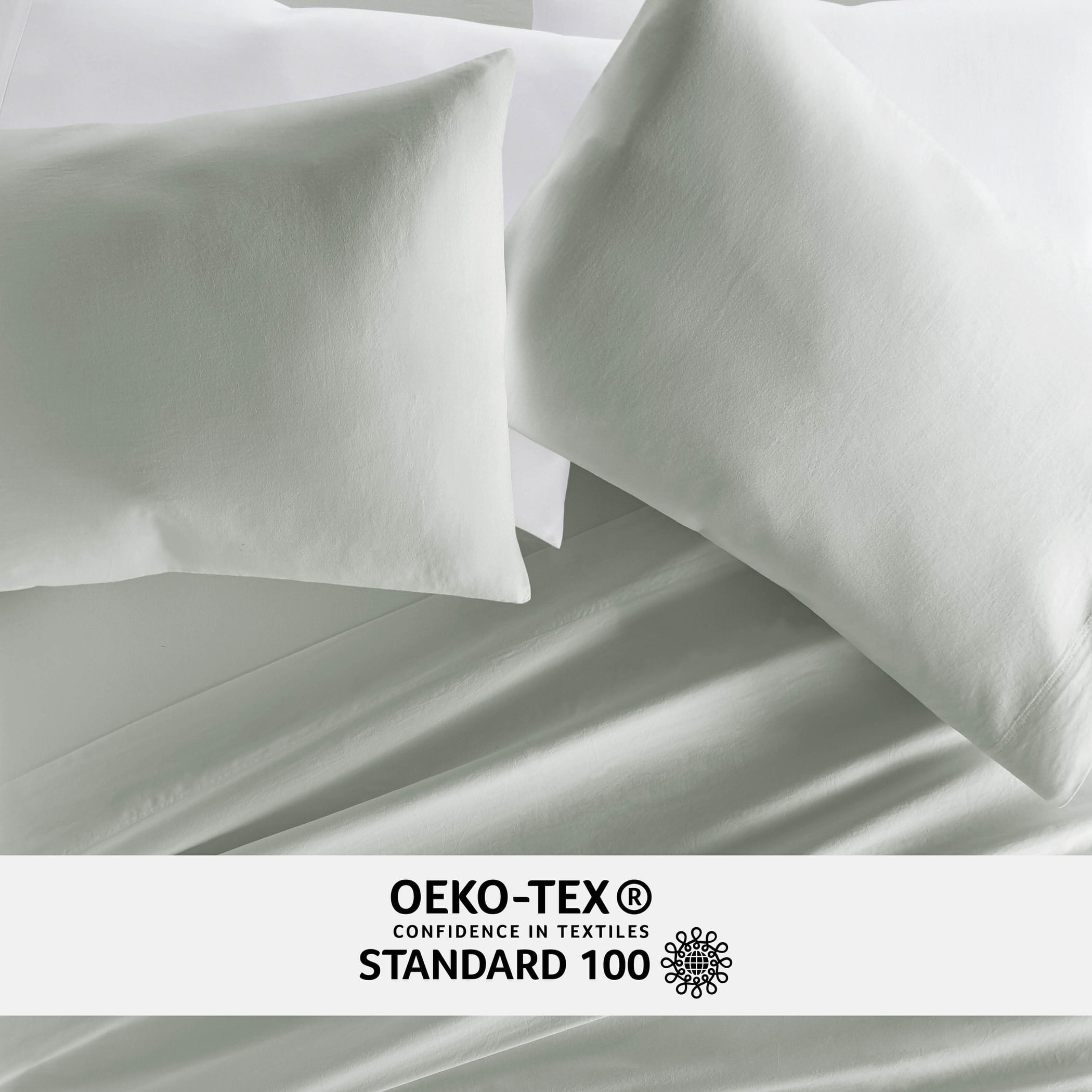 Green Mist 300TC Cotton Cooling Pillow Case Set, Standard/Queen, by Noble Linens