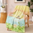 thumbnail image 2 of SPXUBZ Coastal Beach Flannel Fleece Blanket Ocean Sailboat Landscape Throw Blanket Summer Seaside Design Soft Cozy Blanket 80"x60", 2 of 5