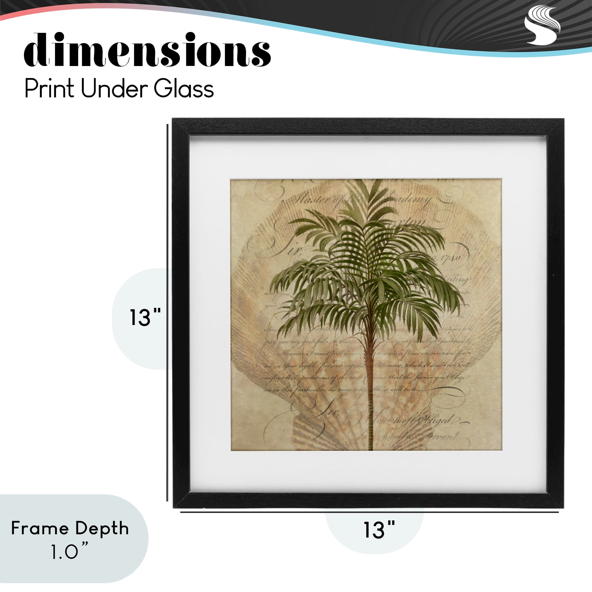 Stupell Industries Subdued Tropics Palm Black Framed Print Under Glass, design by Steve Hunziker