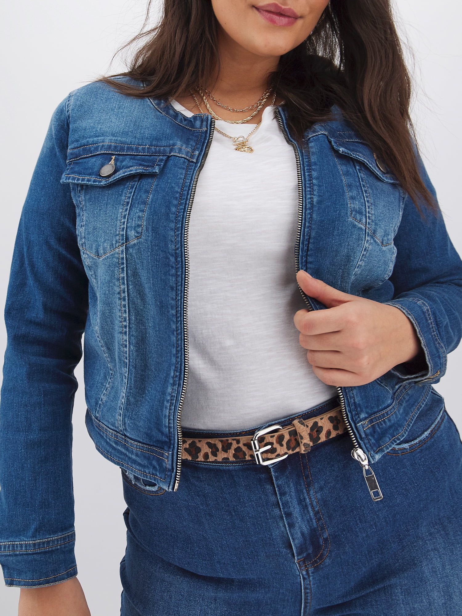 Elektriker Skaldet Necklet Plus Size Collarless Denim Jacket Online Sale, UP TO 66% OFF