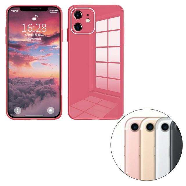 Glass Back Phone Covers with Solid Color Full Rugged Bumper Anti-Slip Design for Iphone 7P/8P/7/8/XS Max/XR/X/XS
