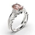 thumbnail image 3 of Dazzling Minimalist 2.00 Carat Oval Cut Morganite And Diamond Moissanite Engagement Ring, Wedding Ring, One Matching Band in Silver With 18k White Gold Plating Gift For Loveria, Promise Ring, 3 of 3