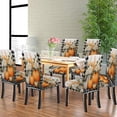 thumbnail image 2 of Black and White Checked Pumpkin Flower Dining Room Chair Covers Set of 6 Stretch Parson Slipcovers Removable Washable Chair Protector for Home Restaurant Banquet, 2 of 6