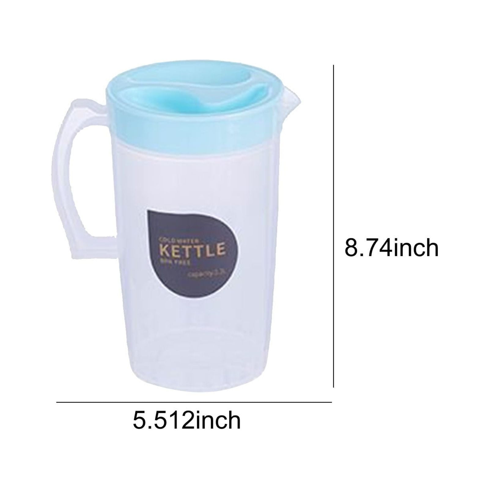 openpig 2.2L Large Plastic Straining Pitcher with Lid, Fridge Door Water Jug, Clear Water Carafe Jug Ice Tea Juice Beverage Pitcher with Strainer Cover Handle for Ice Tea, Lemonade, Party