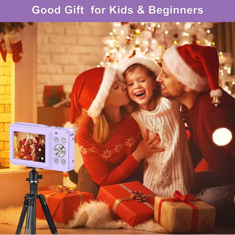 Zostuic 44MP Digital Camera 1080P, 32GB SD Card, Rechargeable, Kids & Teens(Purple)