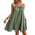 thumbnail image 2 of Aimik Women's Summer Sleeveless Cotton Suspender Dress Solid Color Spaghetti Strap Backles Versatile Dress Loose Casual Dress, 2 of 6