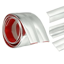 3-in-1 Peel and Stick Trim, 2.4in x 3.2 ft Multifunctional Wall Molding Trim, Flexible Edge Guard Molding Self-Adhesive Caulk Strip for Floor, Table, Door Frame, Shiny Silver