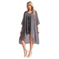 thumbnail image 4 of Yartina Womens Floral Midi Bodycon Dress with Long Cardigan 2 Piece Set Mother of the Bride Outfits Grey M, 4 of 7