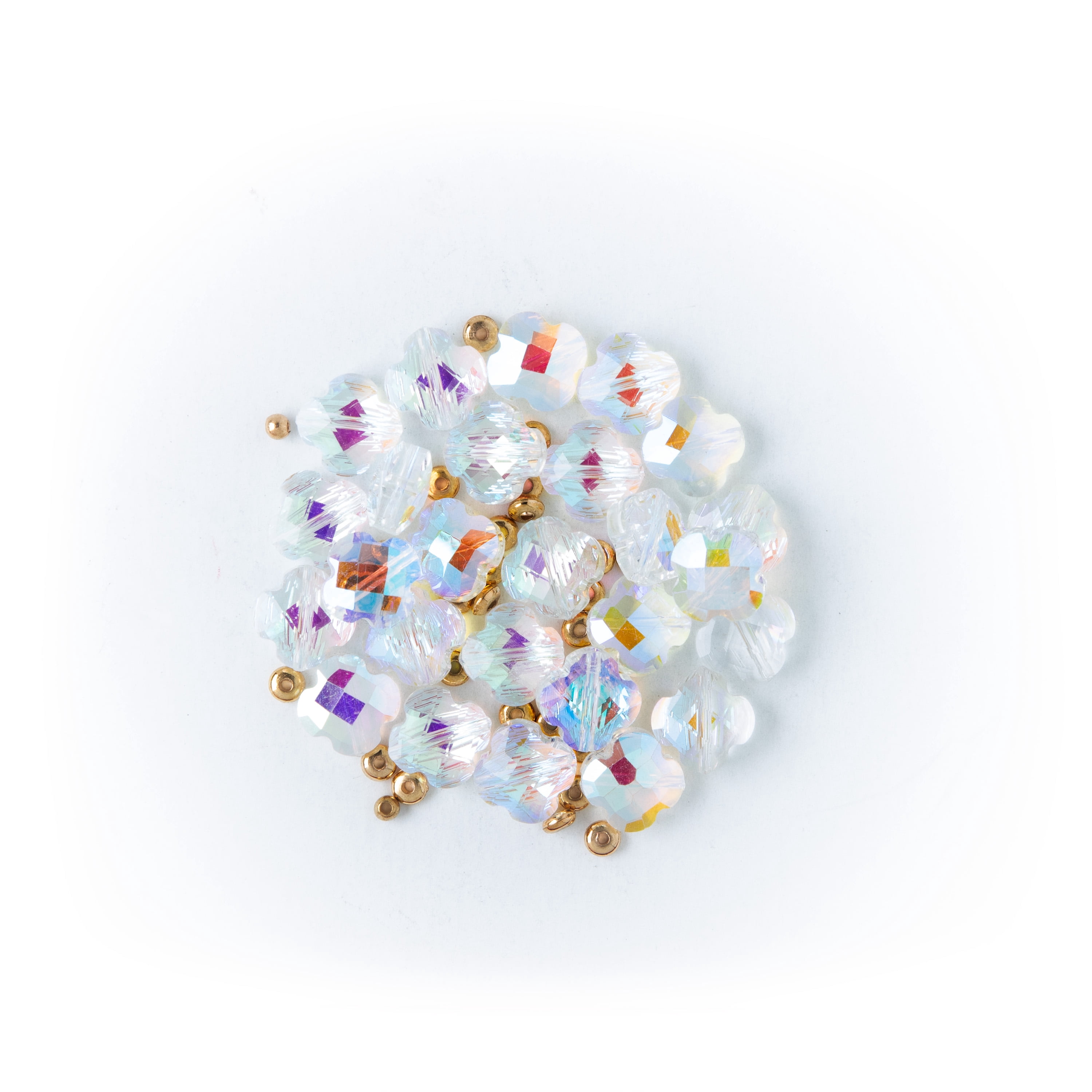 The Beadery Craft Products DIY 2-Strand Crystal AB Glass Quatrefoil Beads, 7in. Adult.