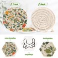 thumbnail image 4 of Yayeee 6 PCS Drink Coasters with Holder Set Woven Absorbent Round Tabletop Hot Pad, Green Floral Pattern, 4 of 7