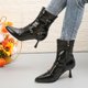thumbnail image 5 of NECHOLOGY Botas Mujer Adulto Femenino Zapatos Botines mujer Botas de tacón con cremallera puntiaguda y decoración con hebilla de cinturón de cuero estilo británico a la moda para mujer (Black, 8), 5 of 6
