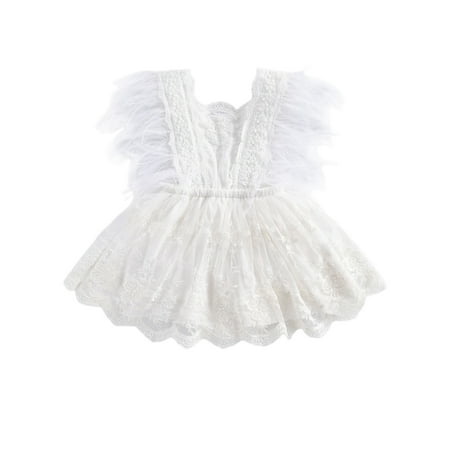 

Karuedoo Princess Newborn Baby Girl Romper Lace Flowers Feather Sleeve Jumpsuit