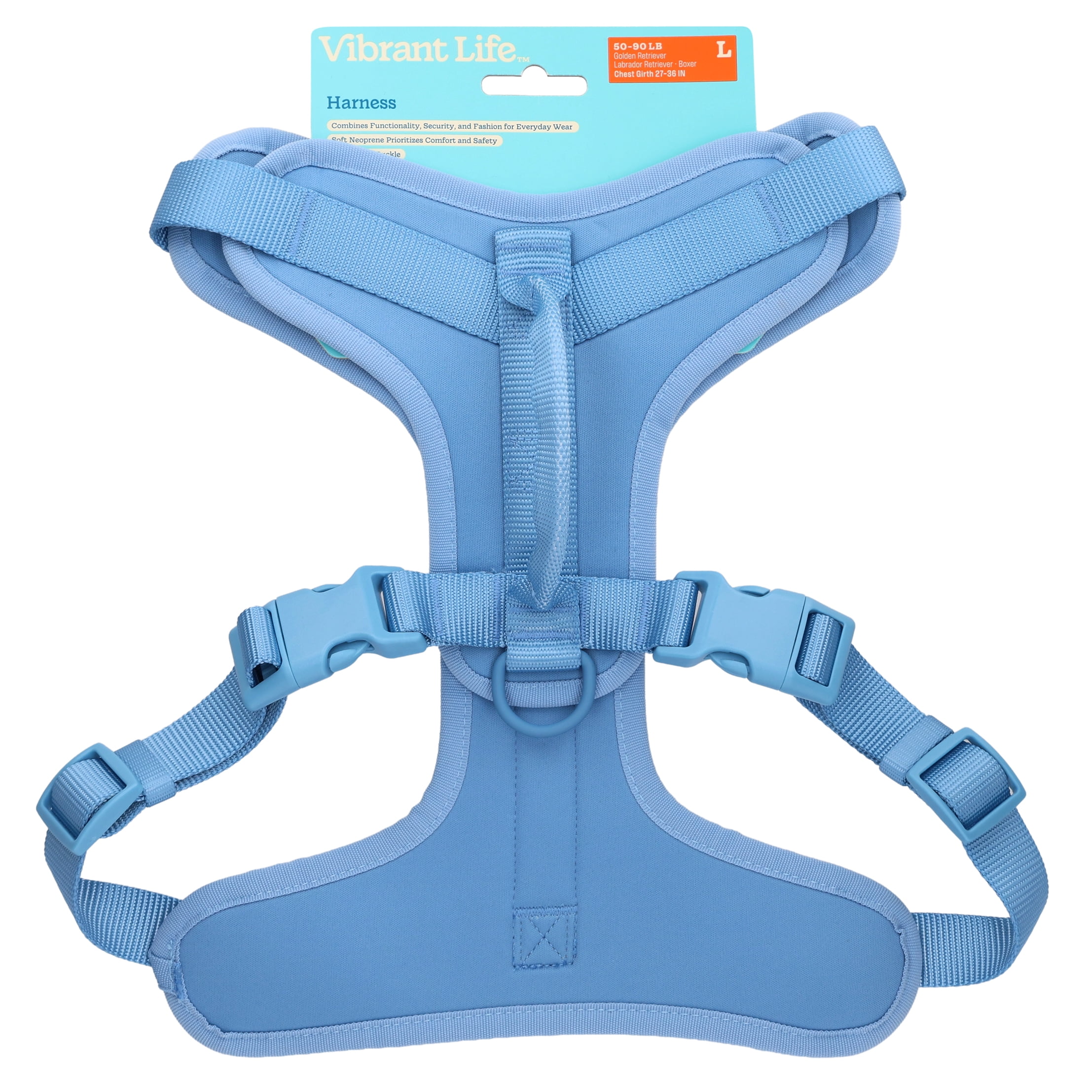 Vibrant Life Neoprene Comfort Control Dog Harness, Blue, Large