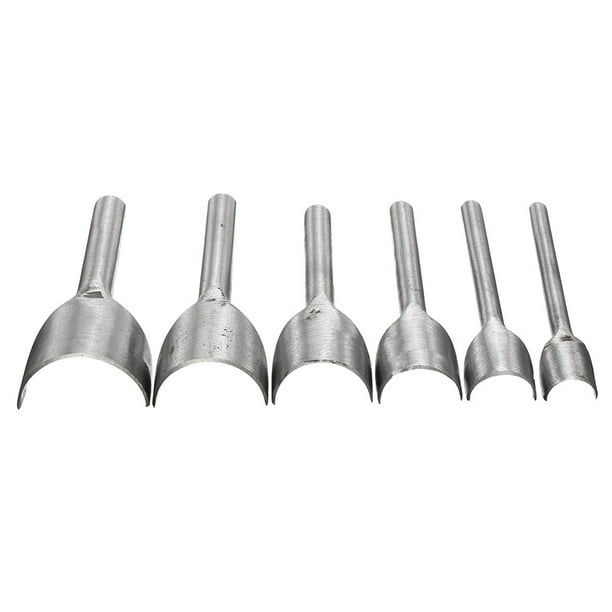 Herramienta de perforación de costura de grabado de cincel de agujero de forma semicircular de 6 uds, herramientas de artesanía de cuero hechas a mano DIY Inevent TO0088-00B